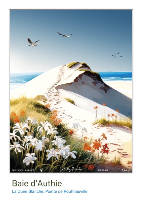 Affiche Pointe de Routhiauville la Dune Blanche - Baie d'Authie