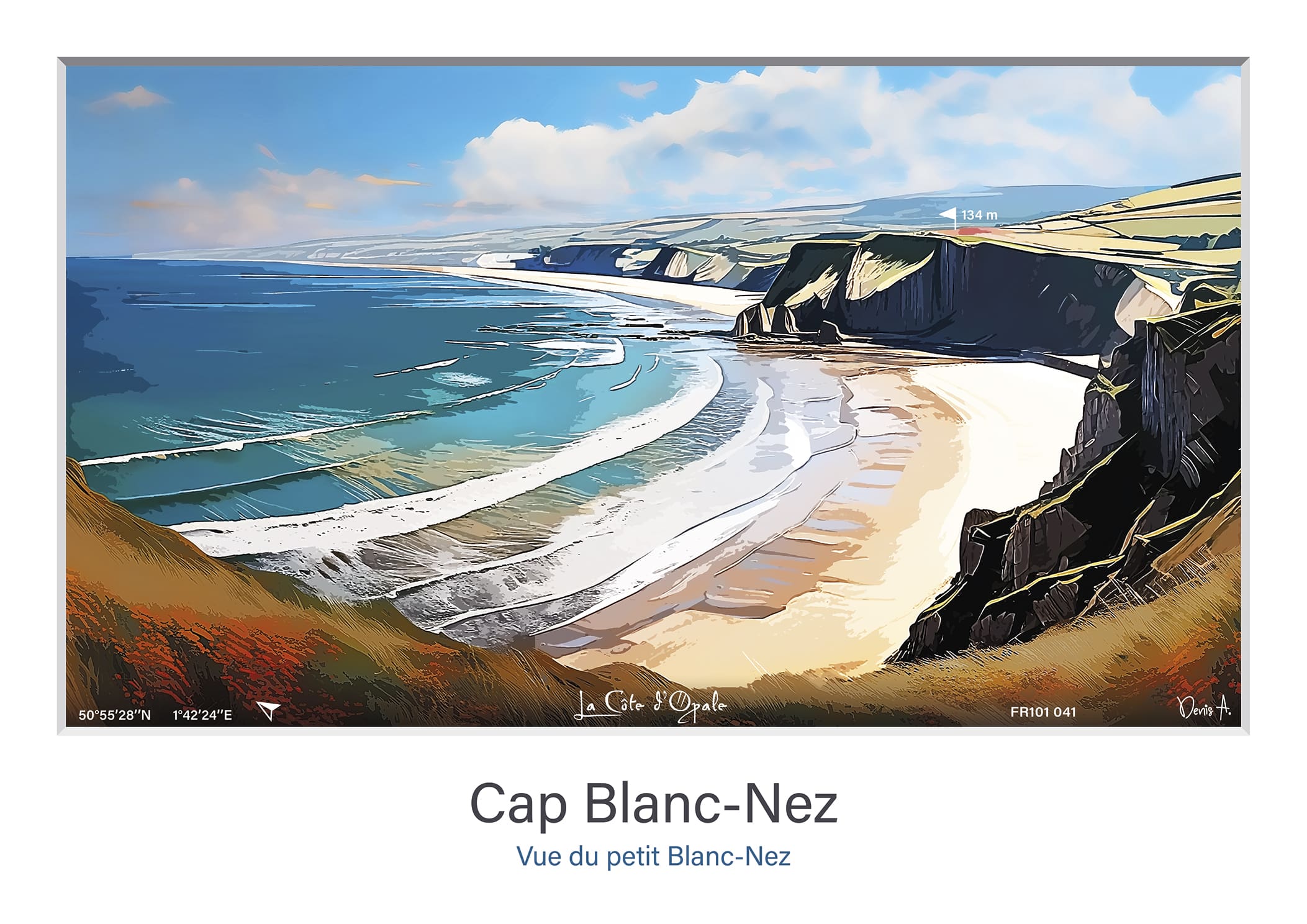 Affiche Cap Blanc Nez vue du petit Blanc Nez FR101 041