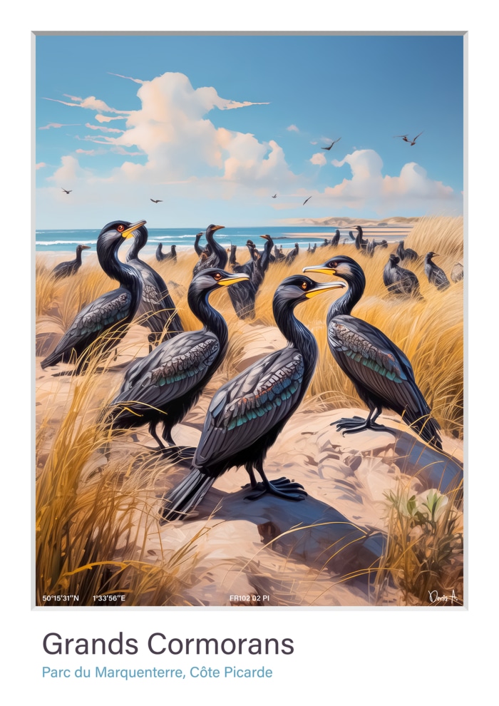 Affiche Grands Cormorans - Parc du Marquenterre