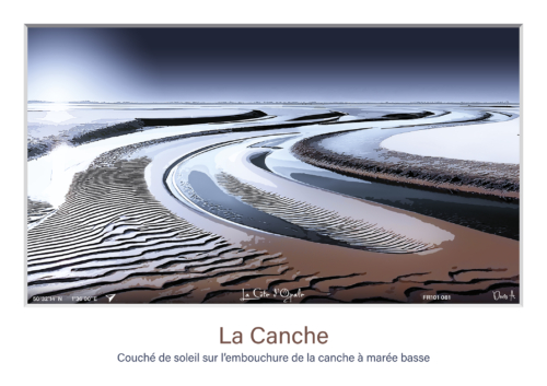Affiche La Canche couche de soleil sur lembouchure de la Canche a maree basse FR101 081