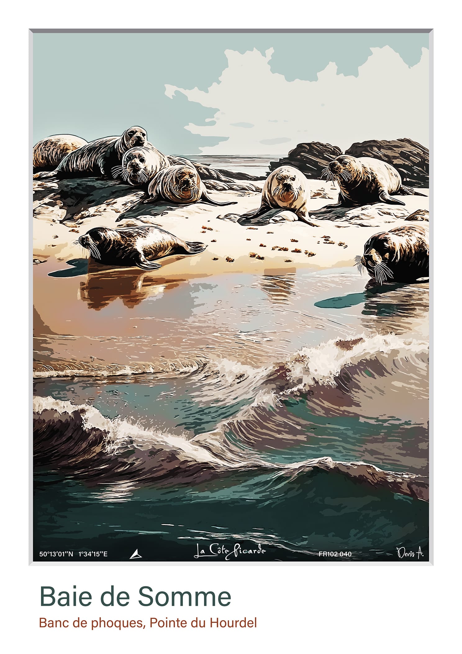 Affiche Baie de Somme Banc de phoques Pointe du Hourdel FR102 040