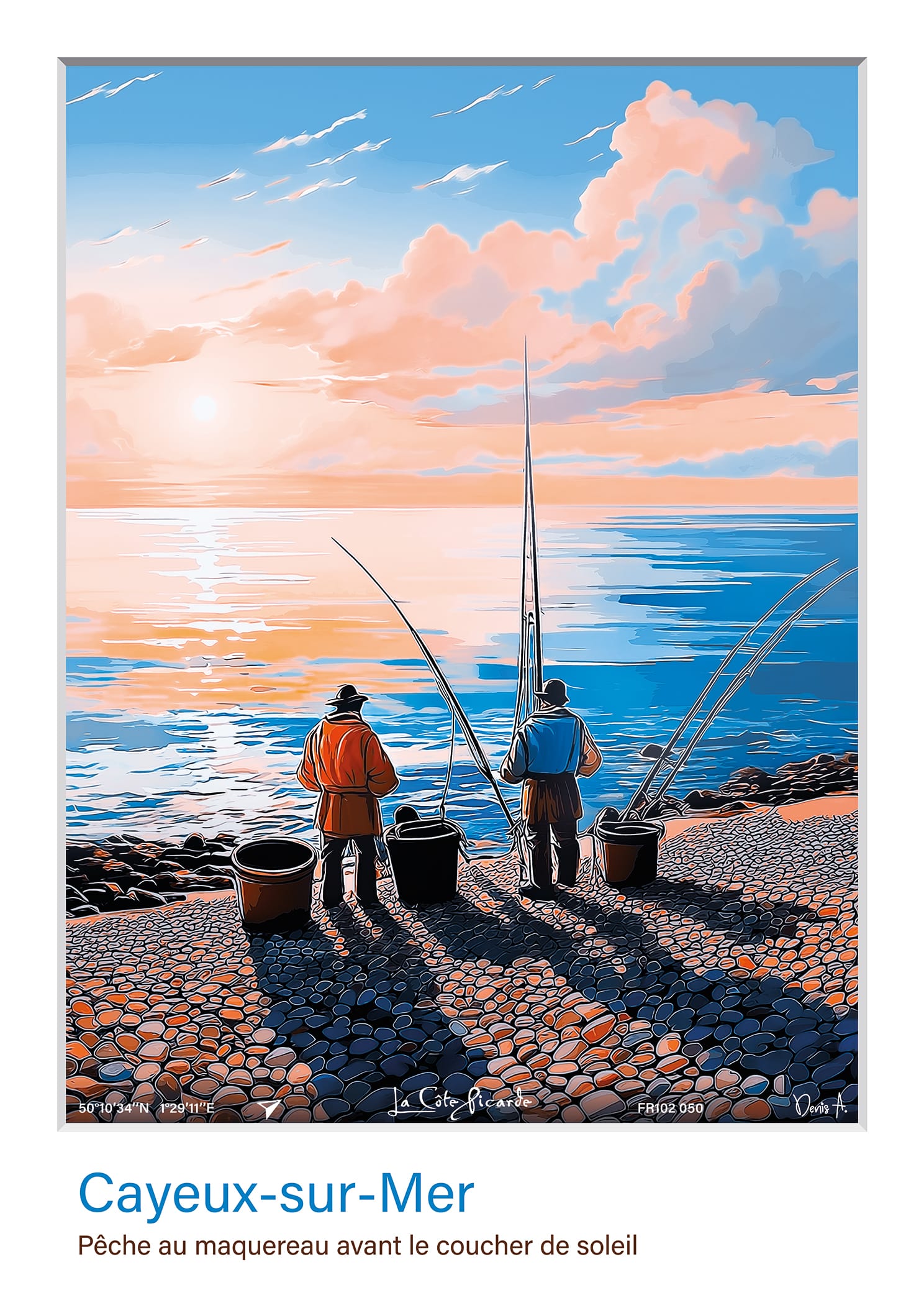 Affiche Cayeux sur Mer Peche au maquereau avant le coucher de soleil FR102 050