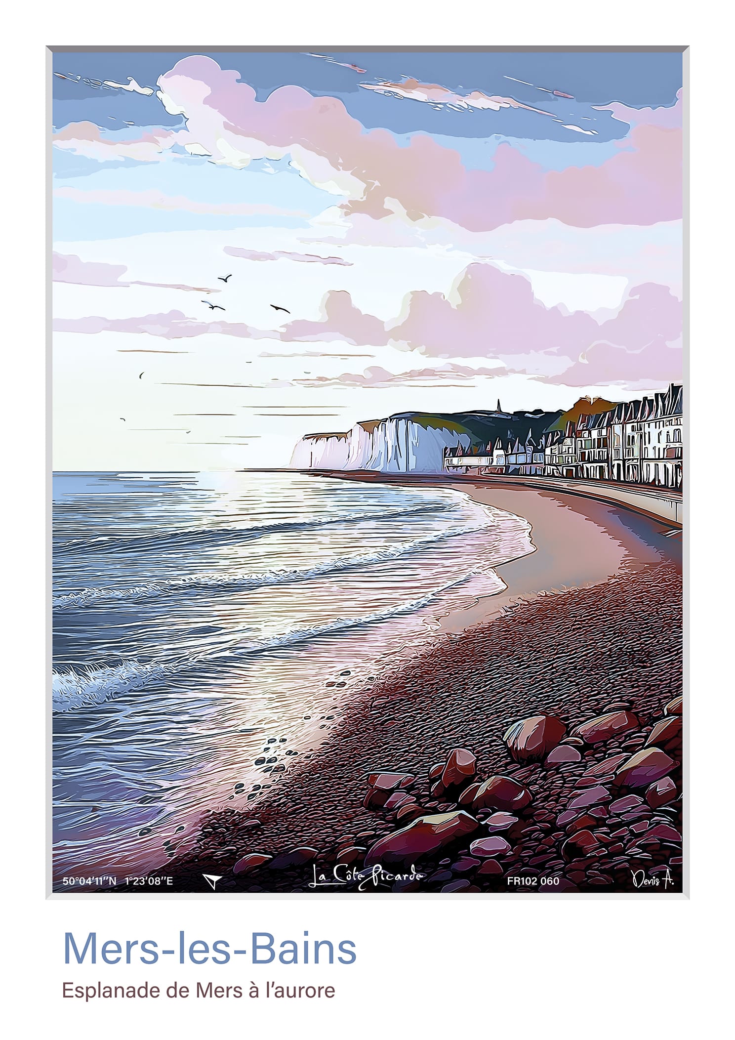 Affiche Mers les Bains Esplanade de MErs a laurore FR102 060