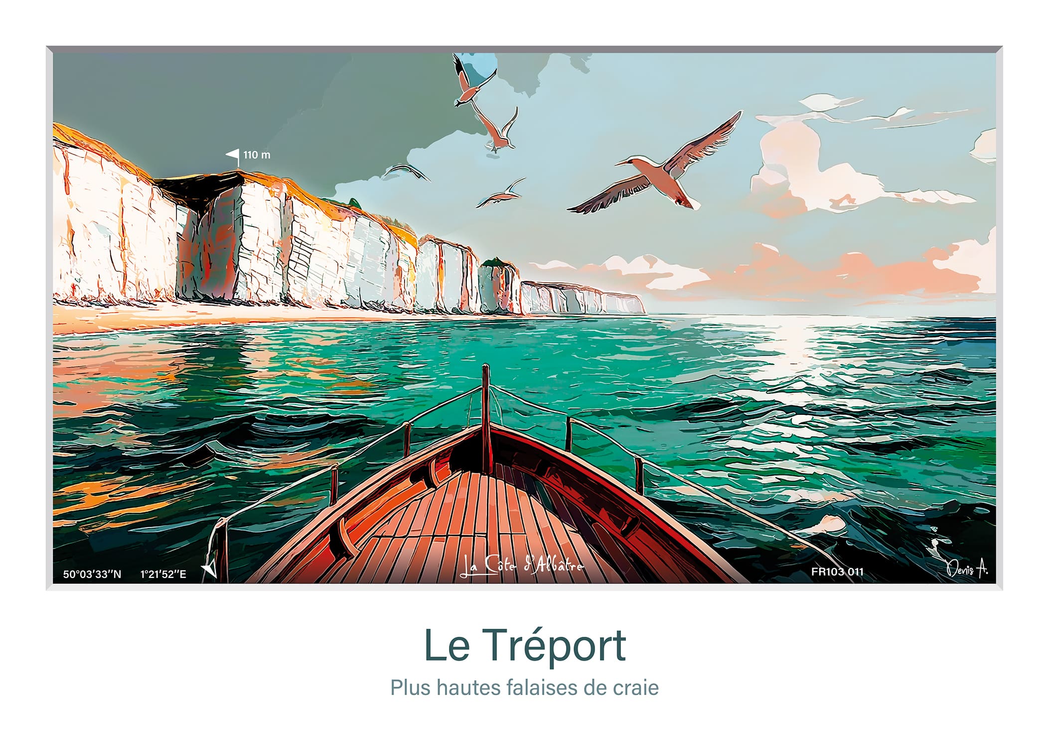 Affiche Le Treport Plus hautes falaises de craie 110m FR103 011