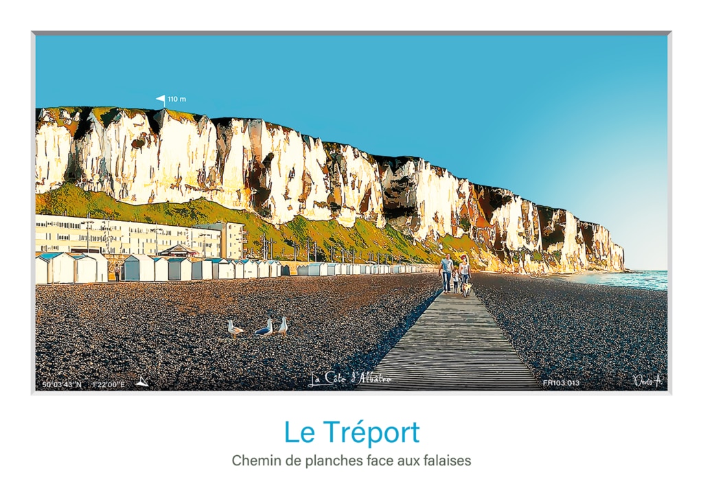 Affiche Le Treport Chemin de planches face aux falaises FR103 013 1