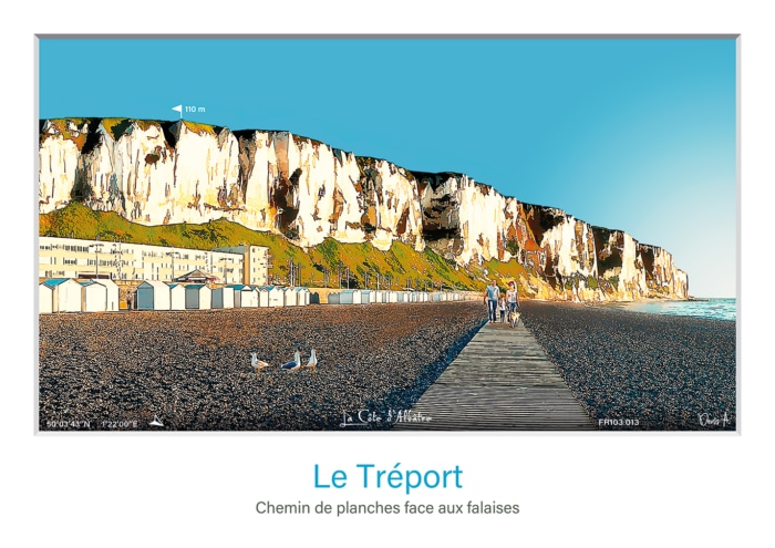 Affiche Le Tréport - Chemin de planches face aux falaises