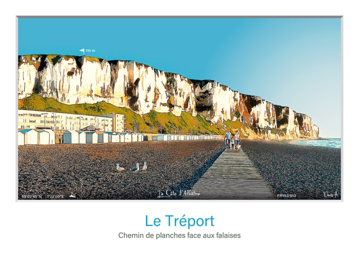 Affiche Le Tréport - Chemin de planches face aux falaises