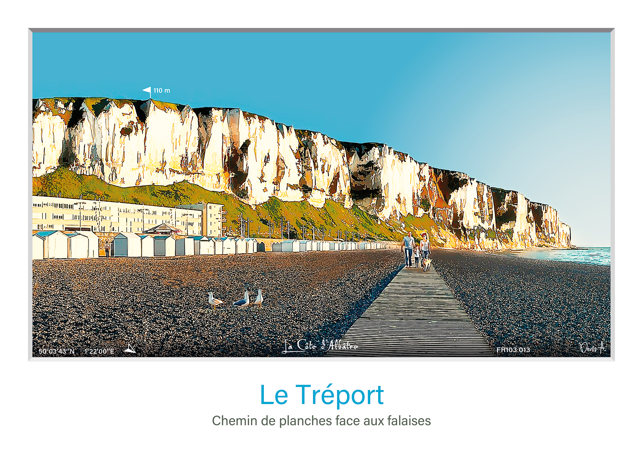 Affiche Le Treport Chemin de planches face aux falaises FR103 013