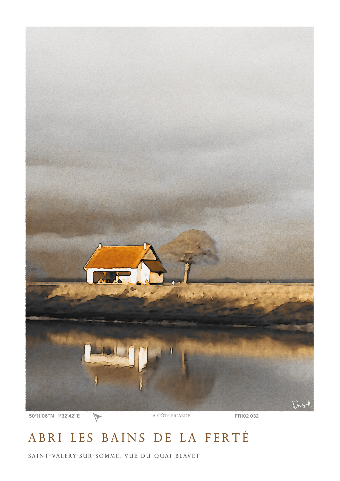 Affiche Abri les Bains de la Ferté - Saint-Valery-sur-Somme, vue du Quai Blavet 9 Affiche Abri les Bains de la Ferte Saint Valery sur Somme FR102 032