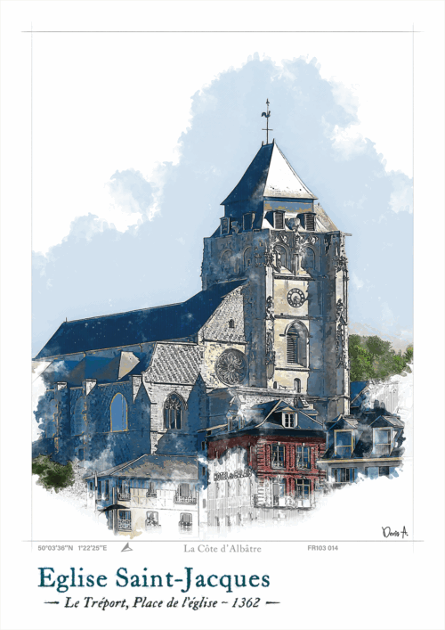 Affiche Eglise Saint-Jacques - Le Tréport, Place de l'église 4 Affiche Eglise Saint Jacques Le Treport Place de leglise FR103 014