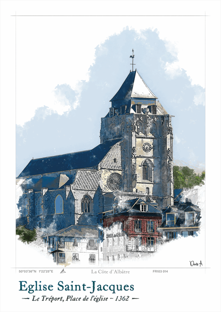 Affiche Lilith Gardienne des Ténèbres - Terrassée à Calais par le Dragon et le Varan de Voyage 12 Affiche Eglise Saint Jacques Le Treport Place de leglise FR103 014