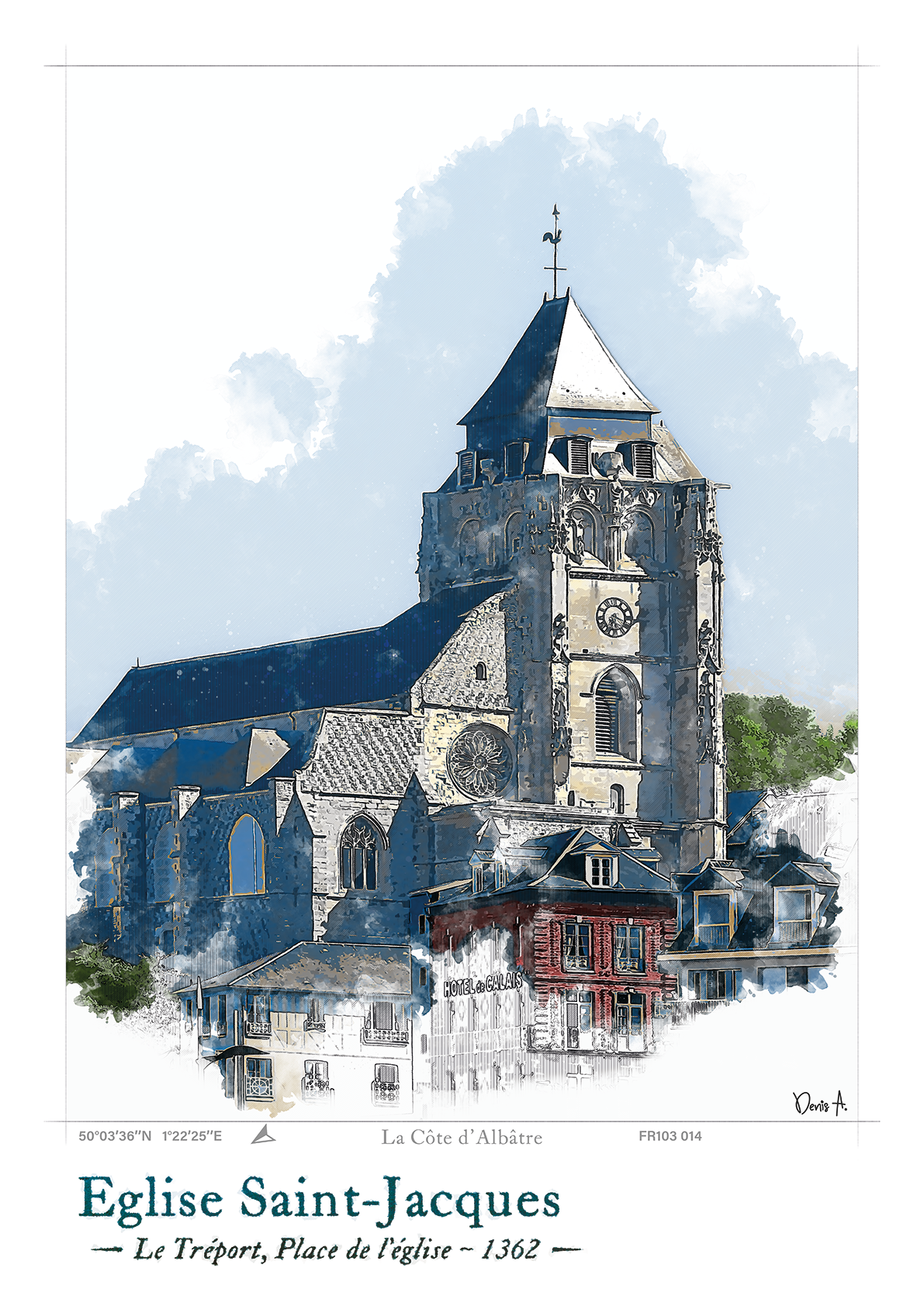 Affiche Eglise Saint-Jacques - Le Tréport, Place de l'église 5 Affiche Eglise Saint Jacques Le Treport Place de leglise FR103 014