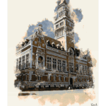 Affiche Hôtel de Ville - Dunkerque, Place Charles Valentin