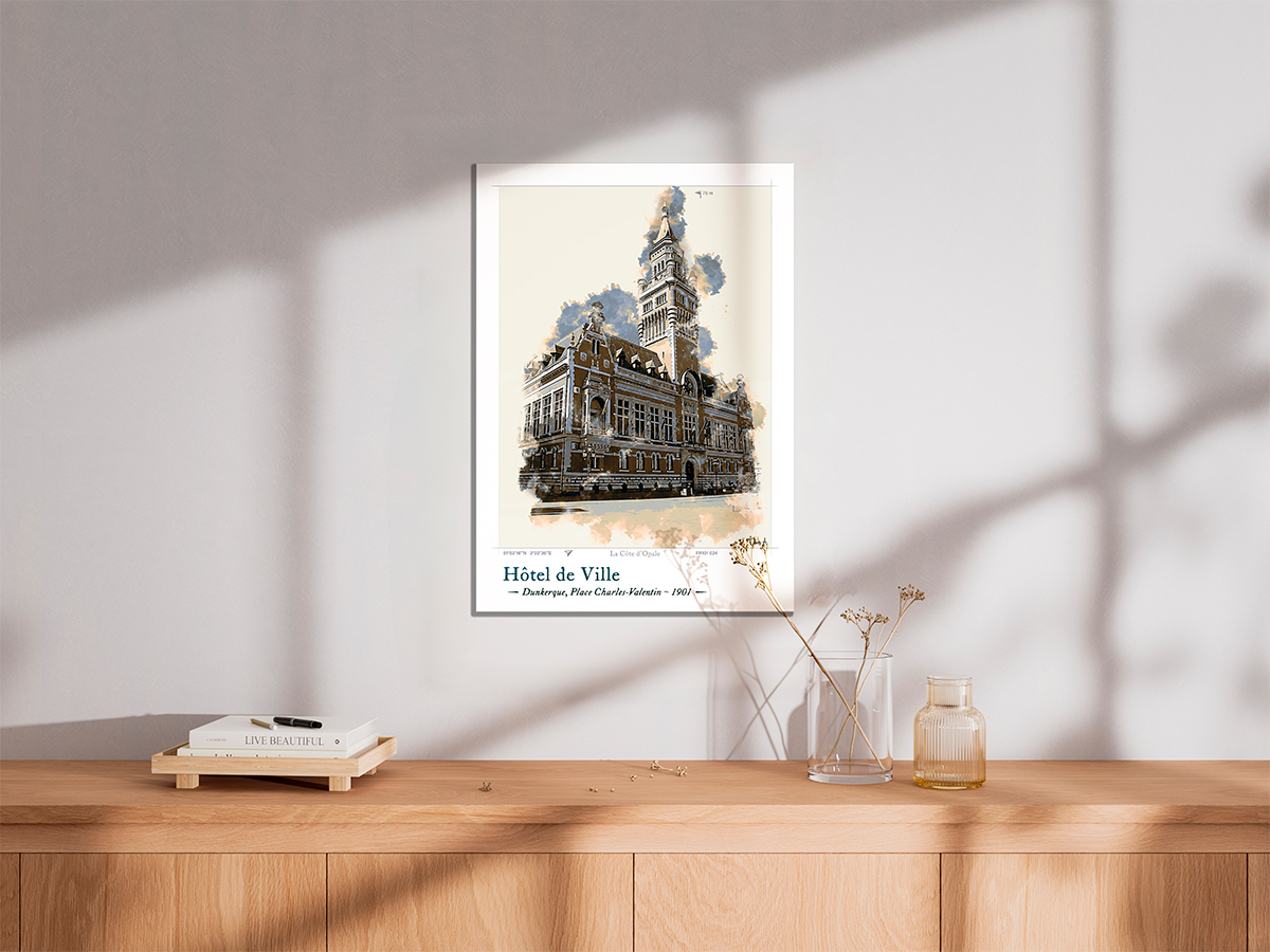 Affiche Hôtel de Ville - Dunkerque, Place Charles Valentin 5 Affiche Hôtel de Ville - Dunkerque, Place Charles Valentin – Image 5
