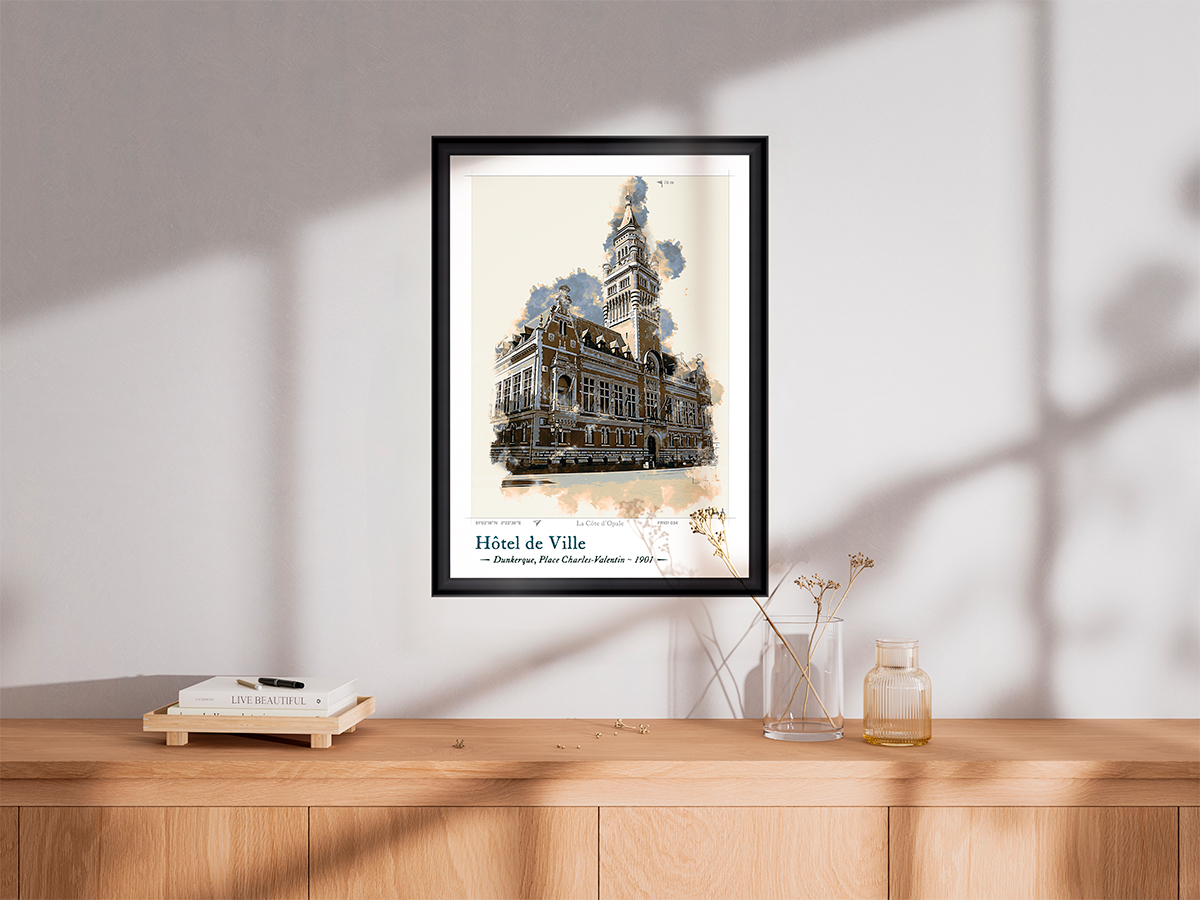 Affiche Hôtel de Ville - Dunkerque, Place Charles Valentin 4 Affiche Hôtel de Ville - Dunkerque, Place Charles Valentin – Image 4