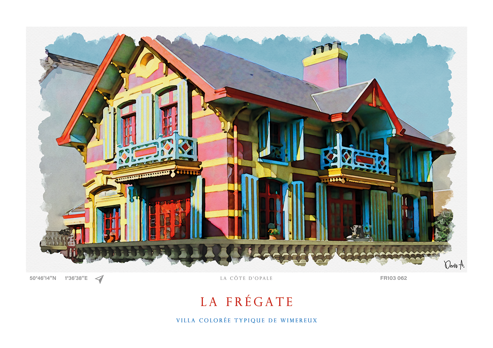 Affiche La Frégate - Villa colorée typique de Wimereux 78 Affiche La Fregate Villa coloree typique de Wimereux FR102 062 1