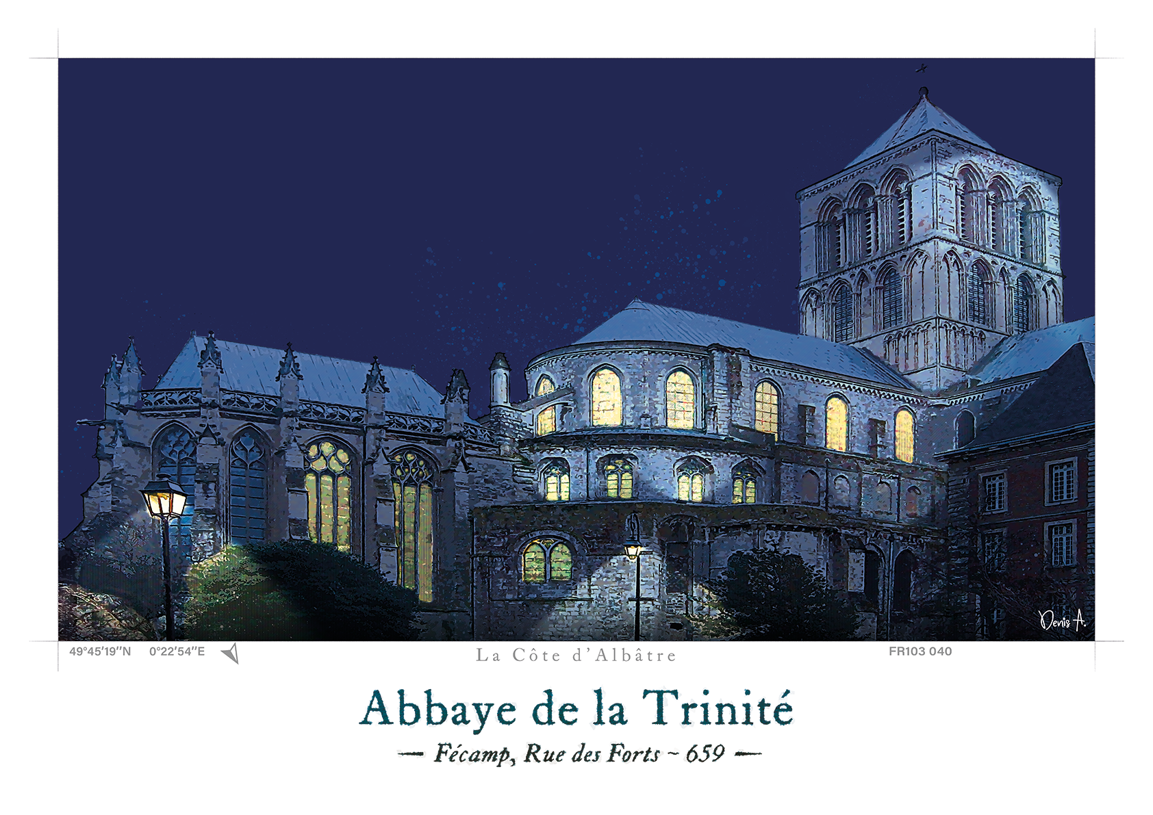 Affiche Abbaye de la Trinité - Fécamp, Rue des Forts 4 Affiche Abbaye de la Trinite Fecamp FR103 040