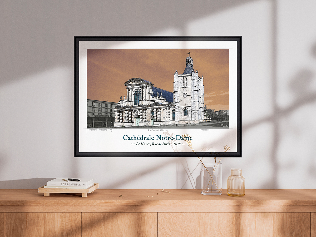 Affiche Cathédrale Notre-Dame - Le Havre, Rue de Paris 2 Affiche Cathédrale Notre-Dame - Le Havre, Rue de Paris – Image 2