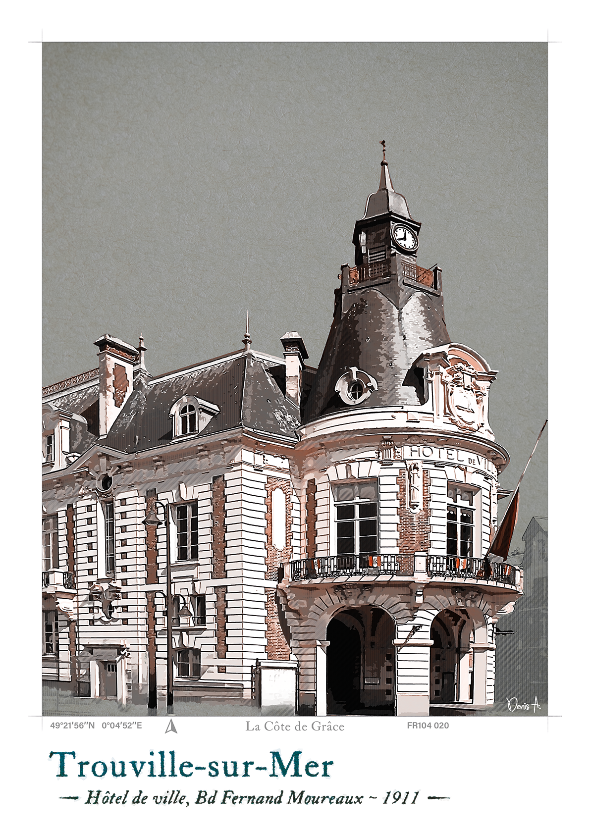 Affiche Trouville-sur-Mer - Hôtel de Ville 6 Affiche Trouville sur Mer Hotel de Ville FR104 020