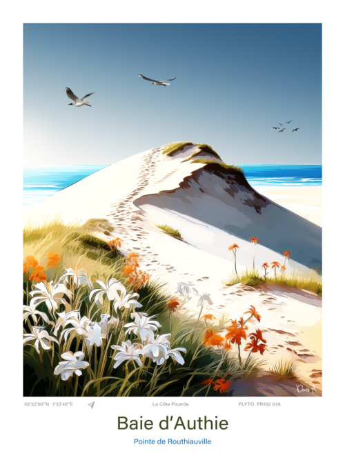 Affiche Baie dAuthie Illustration Pointe de Routhiauville FR102 01A A