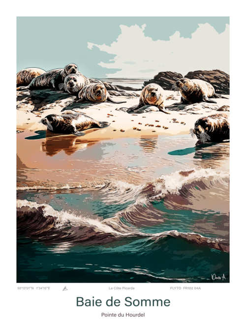 Affiche Baie de Somme Illustration Pointe du Hourdel FR102 04A A