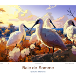 Affiche Baie de Somme Illustration Spatules blanches