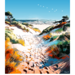 Affiche Berck-sur-Mer Illustration Sentier dunaire