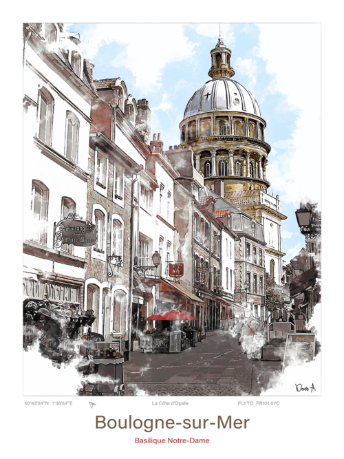 Affiche Boulogne-sur-Mer Architecture Basilique Notre-Dame 6 Affiche Boulogne sur Mer Architecture Basilique Notre Dame FR101 07C A