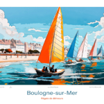 Affiche Boulogne-sur-Mer Illustration Régate de dériveurs