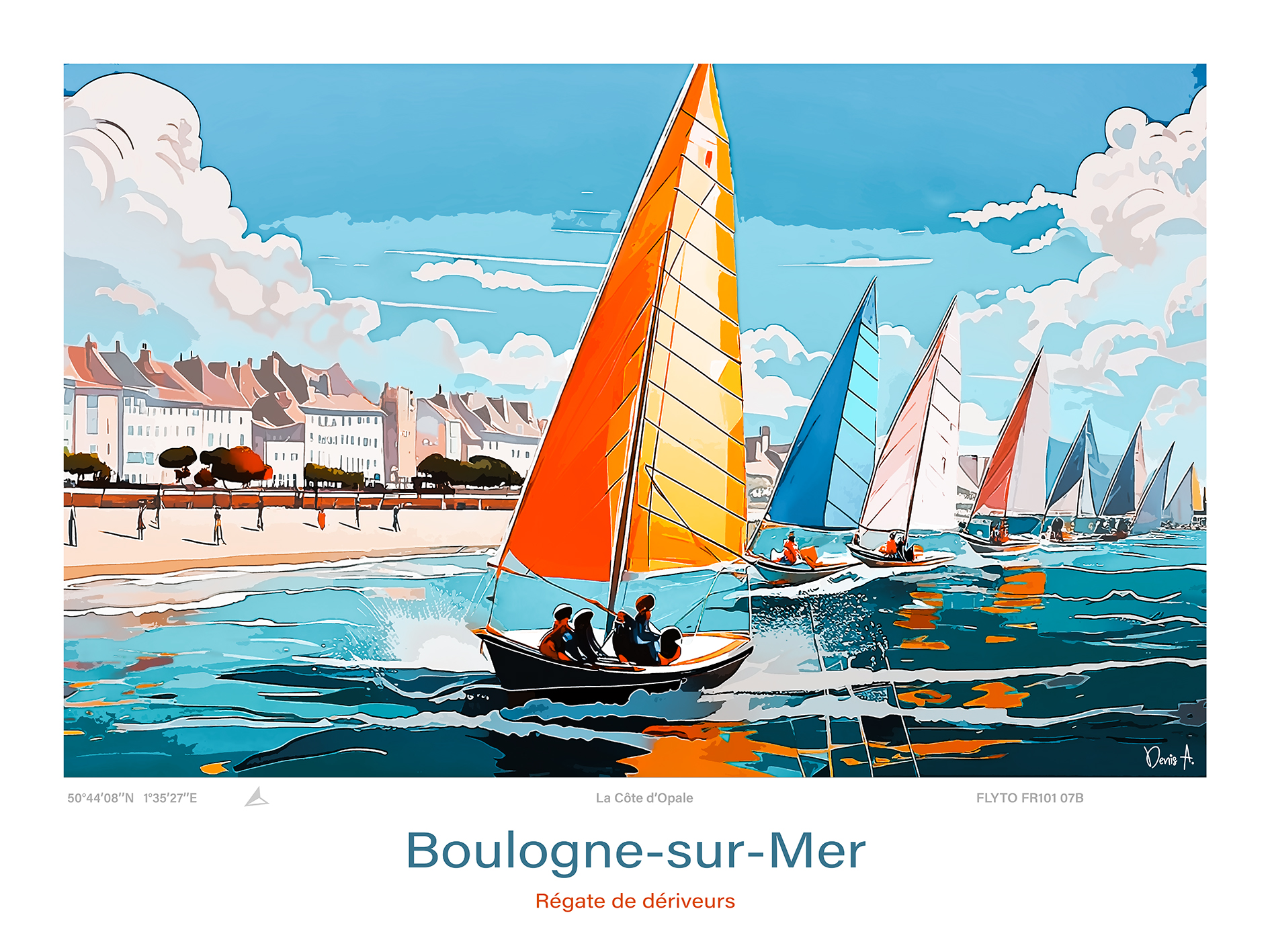Affiche Boulogne-sur-Mer Illustration Régate de dériveurs 1 Affiche Boulogne-sur-Mer Illustration Régate de dériveurs
