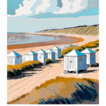 Affiche Calais Illustration cabines de plage