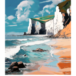 Affiche Cap Blanc-Nez Illustration La plage