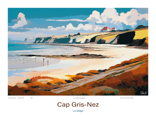 Affiche Cap Gris Nez Illustration La plage FR101 05B A