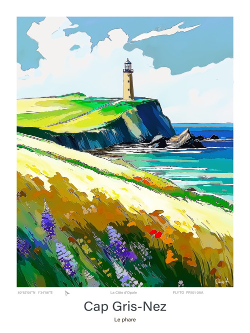 Affiche Cap Gris-Nez Illustration Le Phare 5 Affiche Cap Gris Nez Illustration Le Phare FR101 05A A
