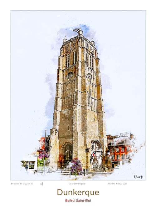 Affiche Dunkerque Architecture Beffroi Saint Eloi FR101 02D