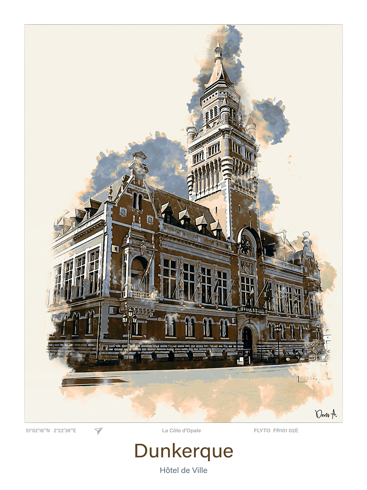 Affiche Dunkerque Architecture Hôtel de Ville 1 Affiche Dunkerque Architecture Hôtel de Ville