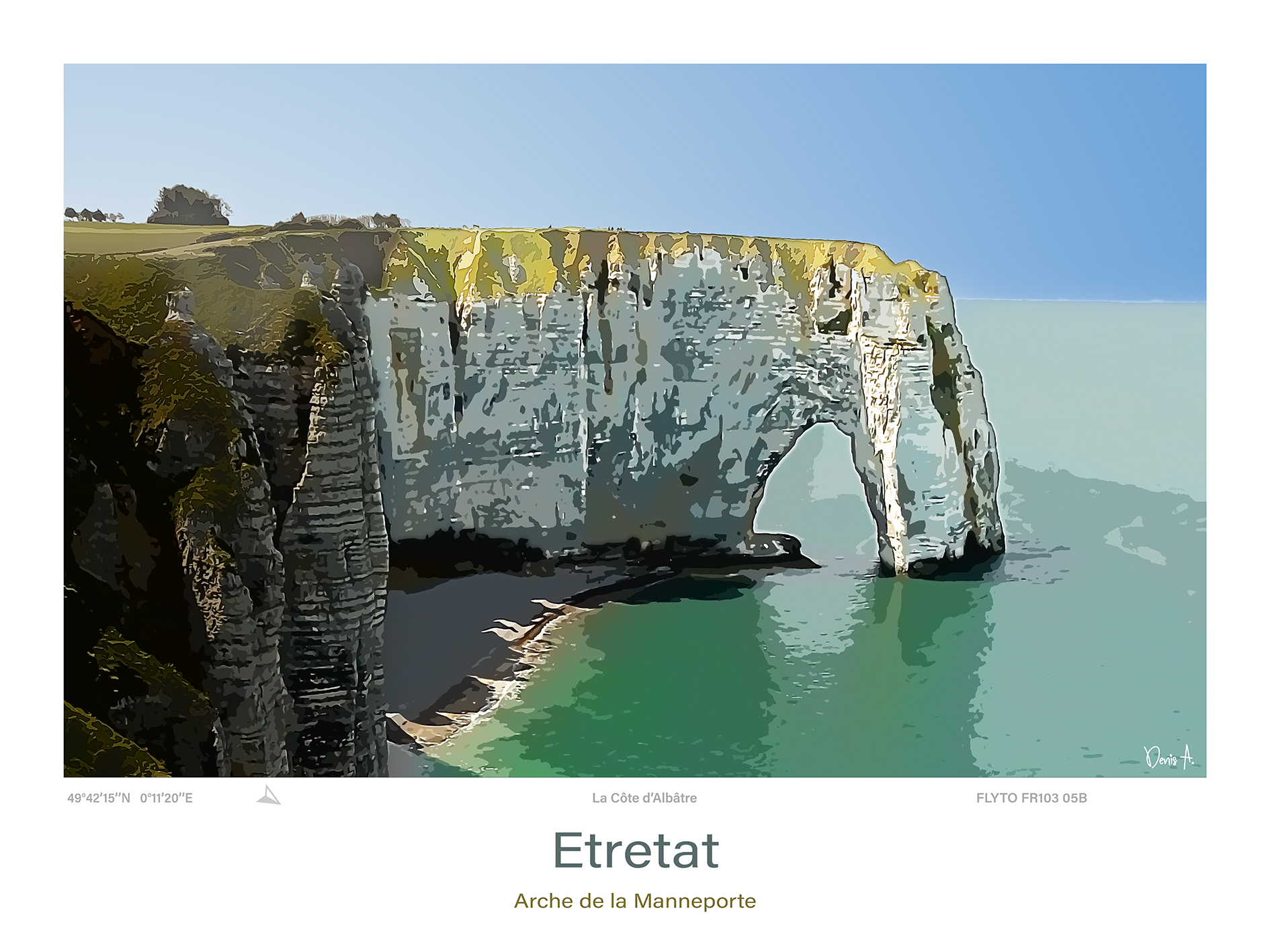 Affiche Etretat Illustration Arche de la Manneporte 25 Affiche Etretat Illustration Arche de la Manneporte FR103 05B A