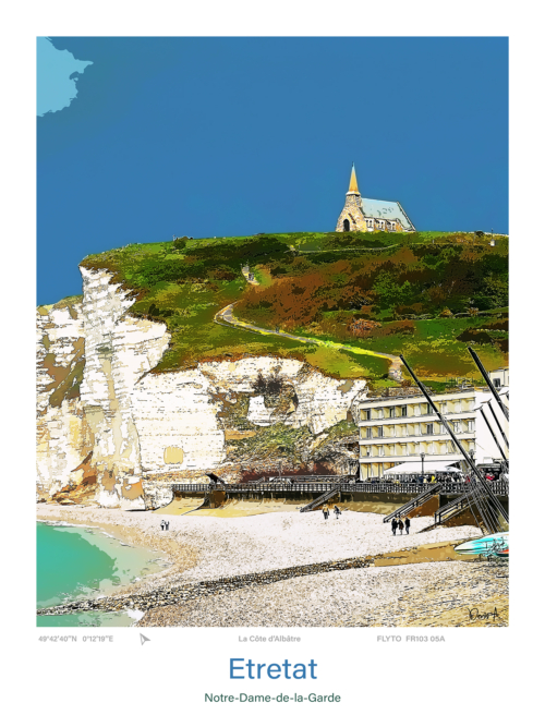 Affiche Etretat Illustration Notre Dame de la Garde FR103 05A A