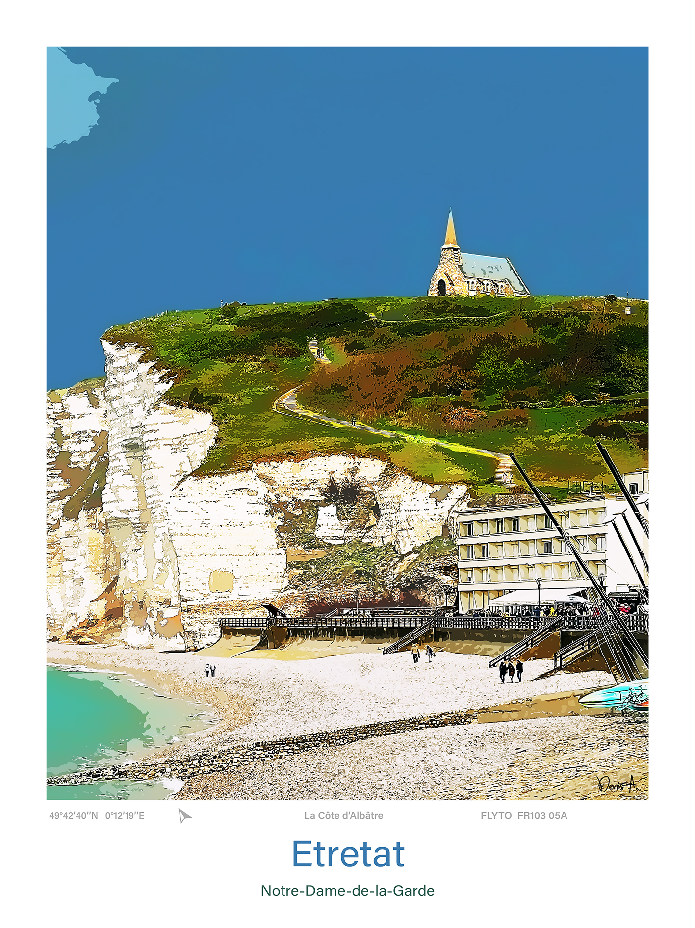 Affiche Etretat Illustration Notre-Dame-de-la-Garde 26 Affiche Etretat Illustration Notre Dame de la Garde FR103 05A A