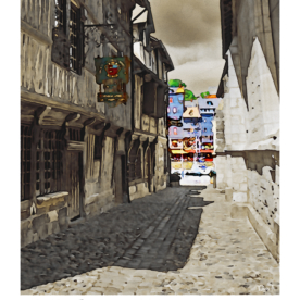Affiche Honfleur Aquarelle Rue de la prison