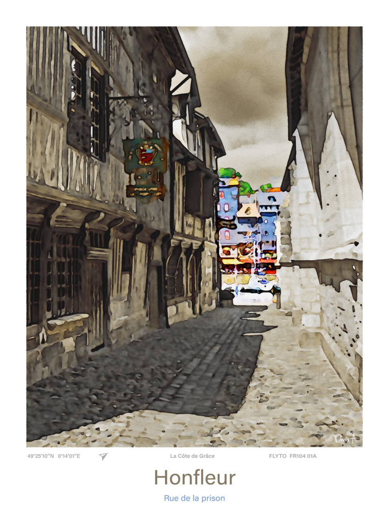 Affiche Honfleur Aquarelle Rue de la prison FR104 01A A