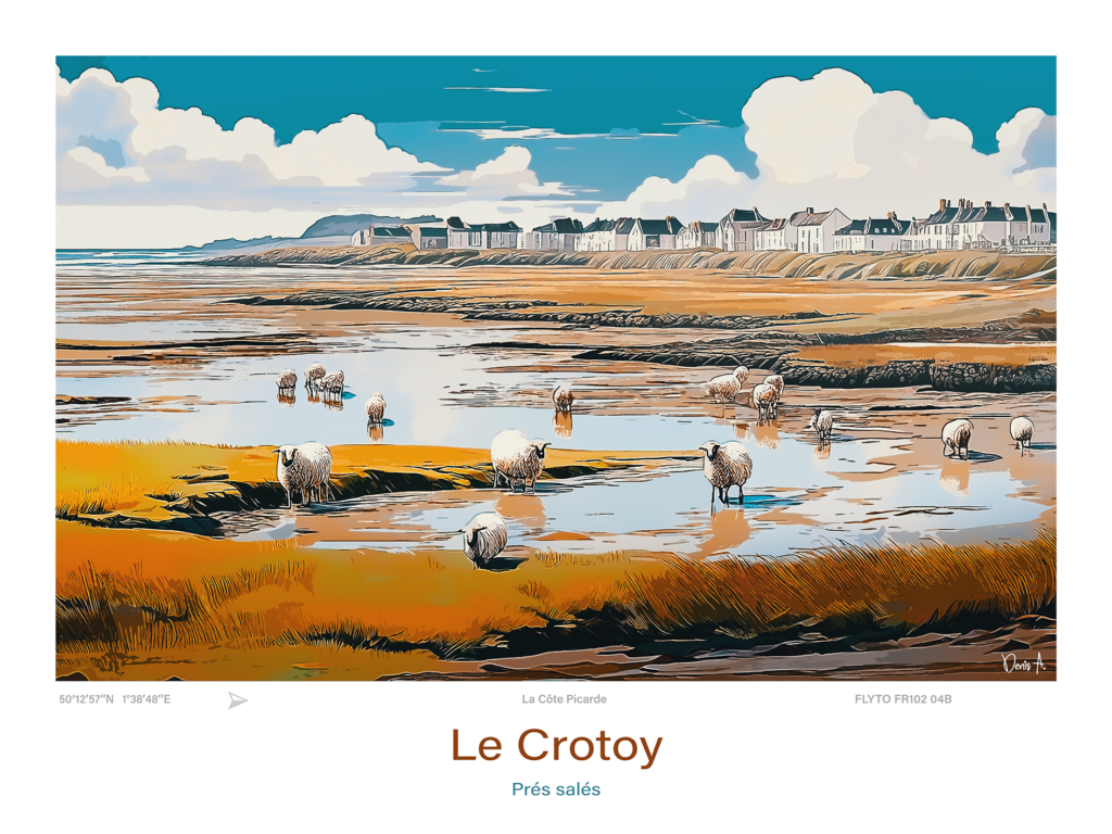 Toile Baie de Somme Illustration Pointe du Hourdel 8 Affiche Le Crotoy Illustration Pres sales FR102 04B A