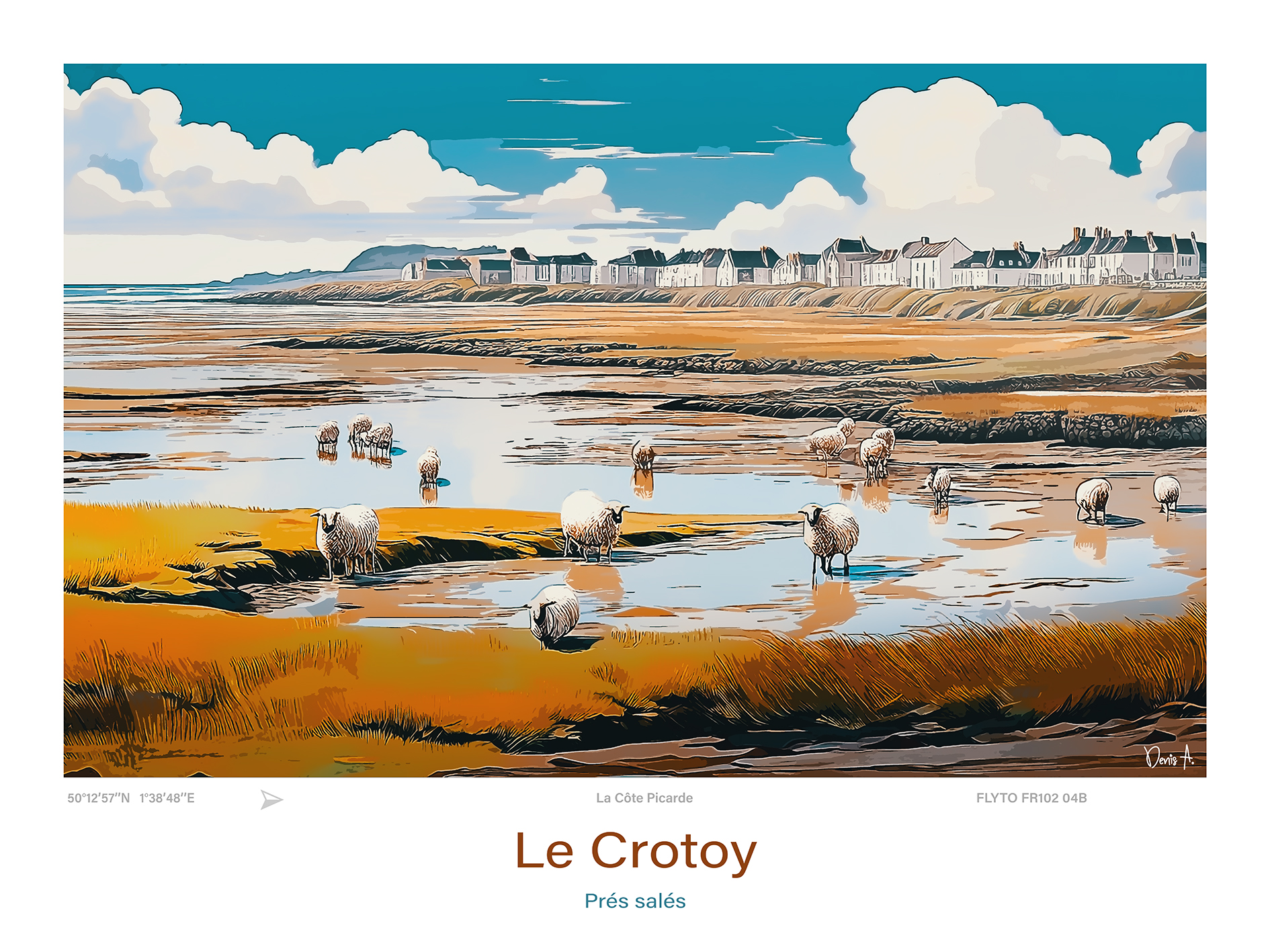 Affiche Le Crotoy Illustration Prés salés 1 Affiche Le Crotoy Illustration Prés salés