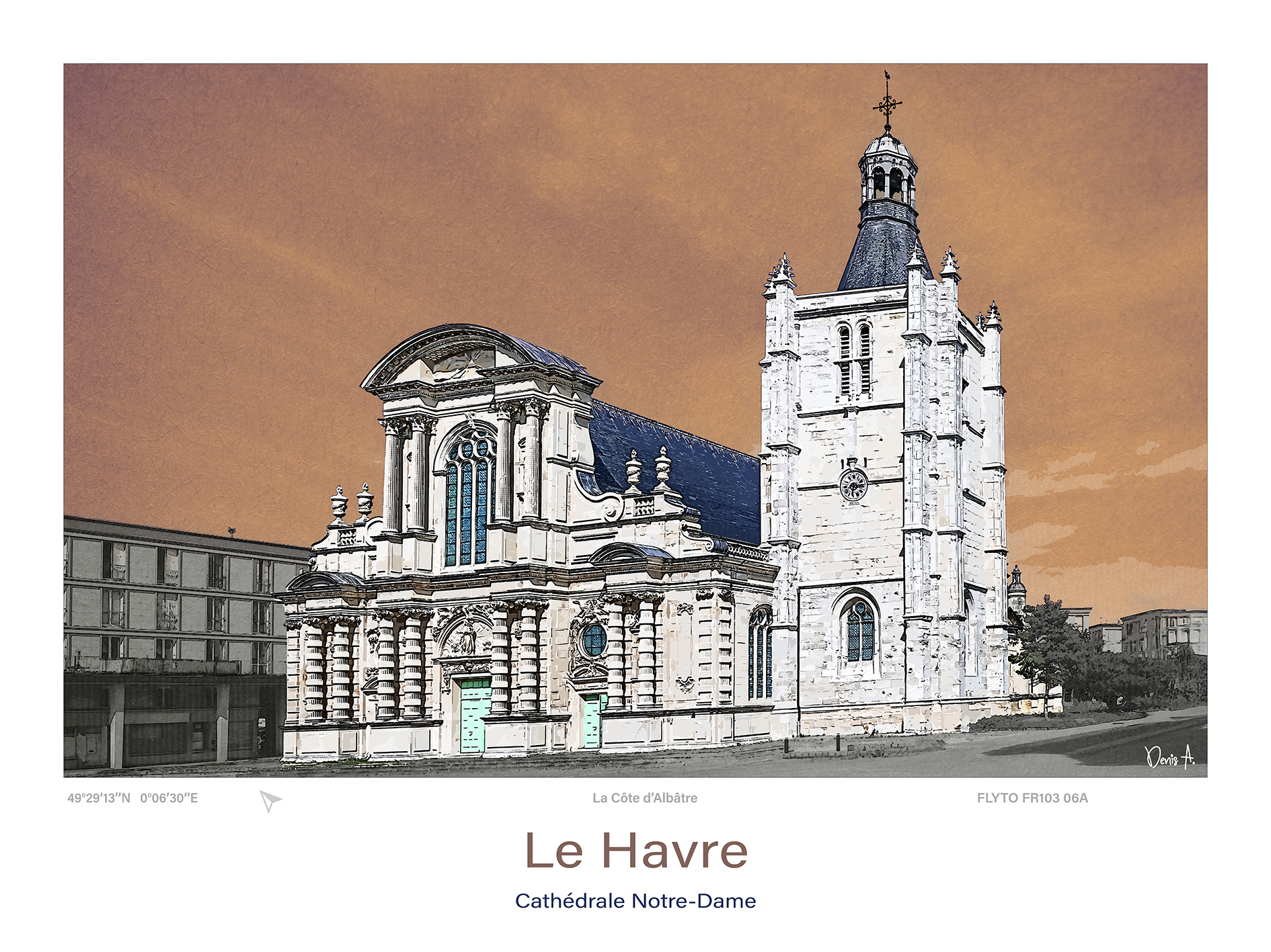 Affiche Le Havre Architecture Cathédrale Notre-Dame 10 Affiche Le Havre Architecture Cathedrale Notre Dame FR103 06A A