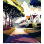 Affiche Le Touquet-Paris-Plage Illustration Villas du Touquet