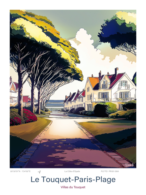 Affiche Le Touquet Paris Plage Illustration Villas du Touquet FR101 09A A
