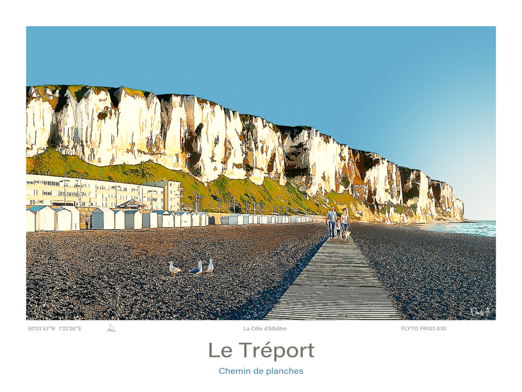 Affiche Le Treport Illustration Chemin de planches FR103 01D A