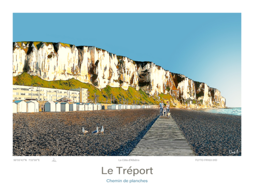 Affiche Le Treport Illustration Chemin de planches FR103 01D A