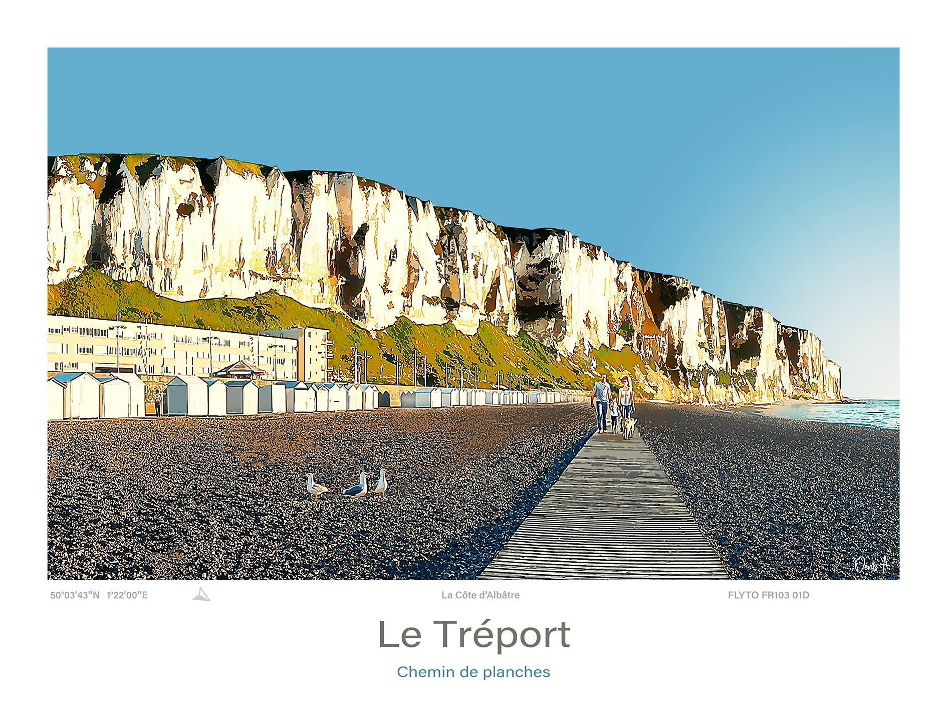 Affiche Le Tréport Illustration Chemin de planches 27 Affiche Le Treport Illustration Chemin de planches FR103 01D A
