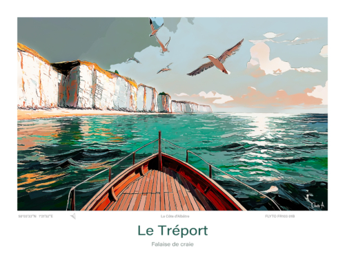 Affiche Le Tréport Illustration Falaise de craie 4 Affiche Le Treport Illustration Falaise de craie FR103 01B A